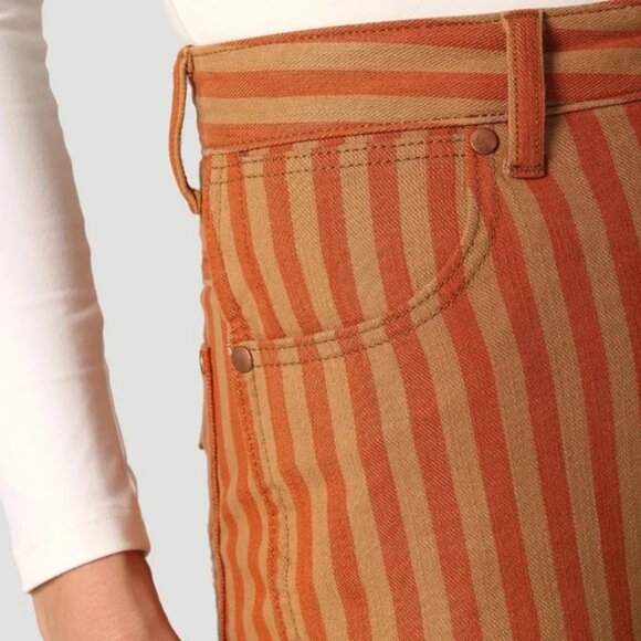Wrangler Wanderer 622 High Rise Flare Jeans Goldie Orange Brown Stripe - Picture 6 of 9